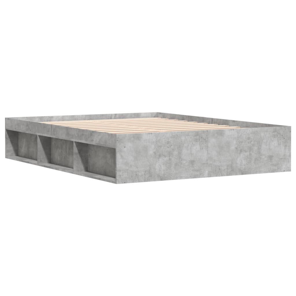 Bed frame without mattress concrete gray 140x190 cm