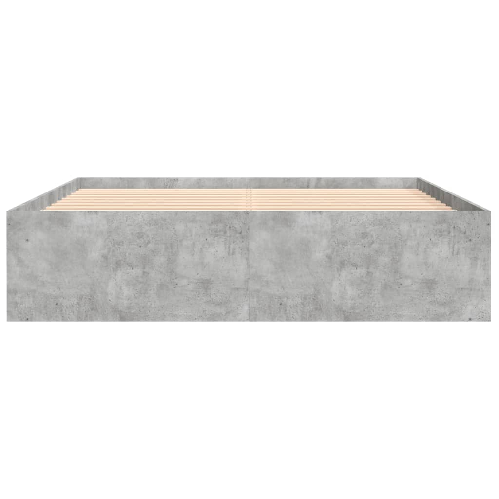 Bed frame without mattress concrete gray 140x190 cm