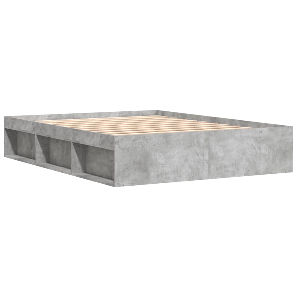 Bed frame without mattress concrete gray 140x190 cm