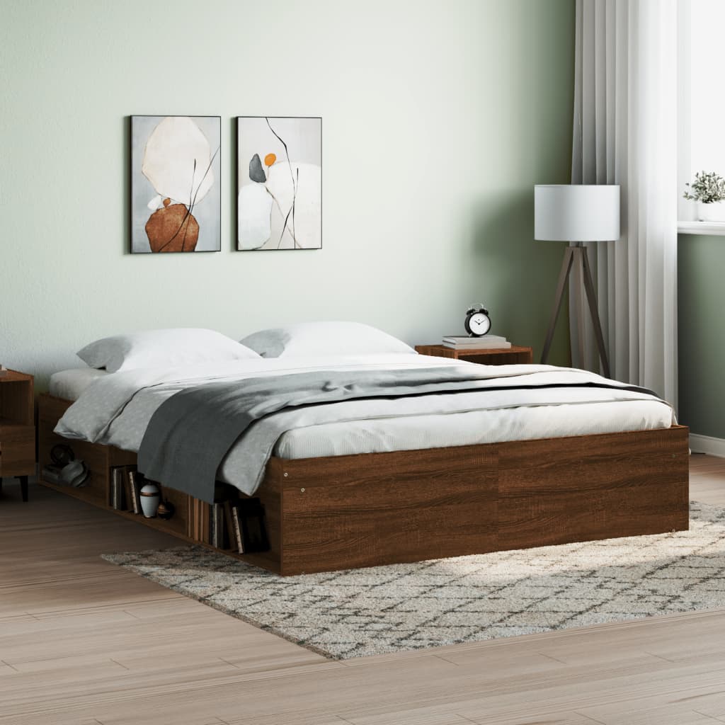 Cadre de lit sans matelas chêne marron 140x190 cm