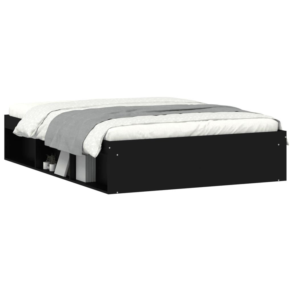 Cadre de lit sans matelas noir 135x190 cm