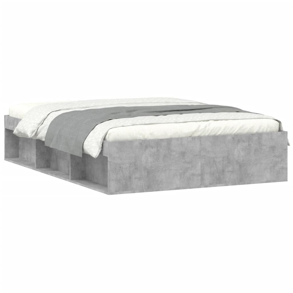 Cadre de lit sans matelas gris béton 135x190 cm