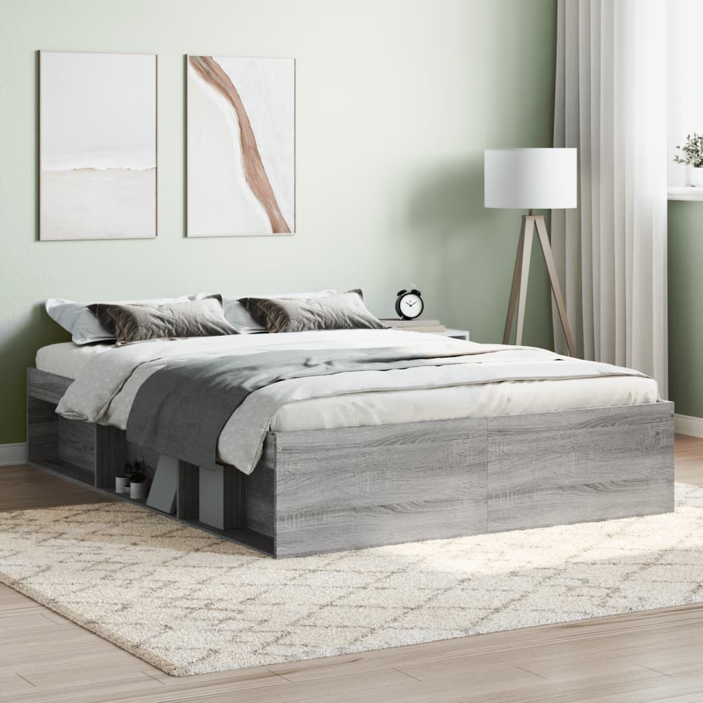 Cadre de lit sans matelas sonoma gris 135x190 cm