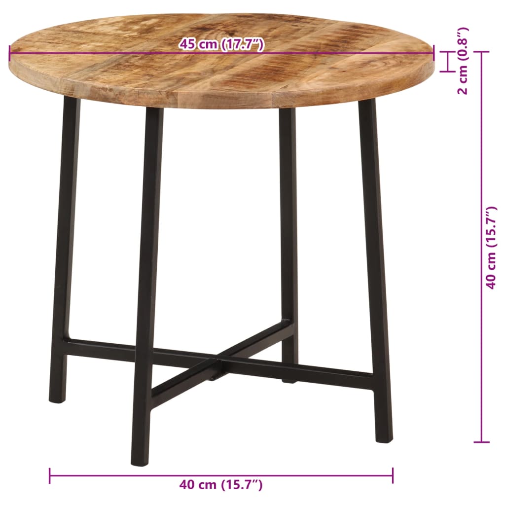 Table basse 45x45x40 cm bois de manguier solide et fer