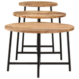 3 pcs nesting coffee tables solid mango wood and iron