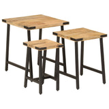 3 pcs nesting coffee tables solid mango wood and iron