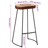 Tabourets de bar lot de 2 marron foncé 44x37,5x78 cm