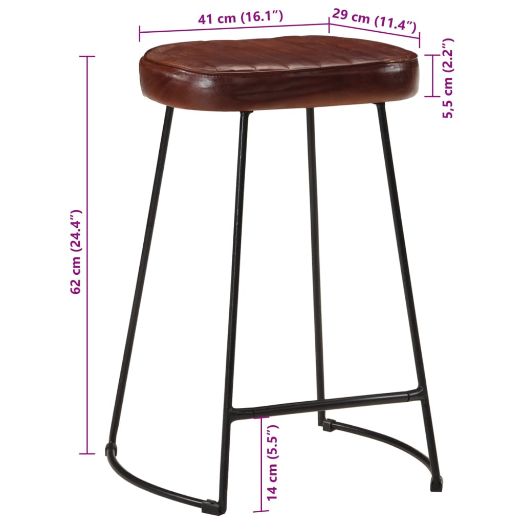 Tabourets de bar lot de 2 marron foncé 41x29x62 cm