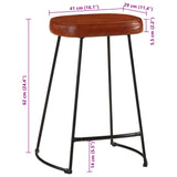 Tabourets de bar lot de 2 marron foncé 41x29x62 cm