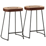 Tabourets de bar lot de 2 marron foncé 41x29x62 cm