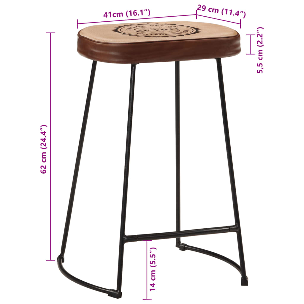 Tabourets de bar lot de 2 marron foncé 41x29x62 cm