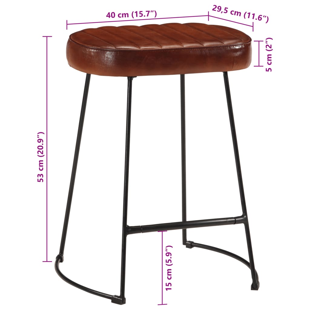 Tabourets de bar lot de 2 marron foncé 40x29,5x53 cm