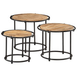 Tables gigognes 3 pcs bois de manguier massif brut