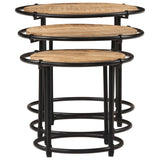 Tables gigognes 3 pcs bois de manguier massif brut