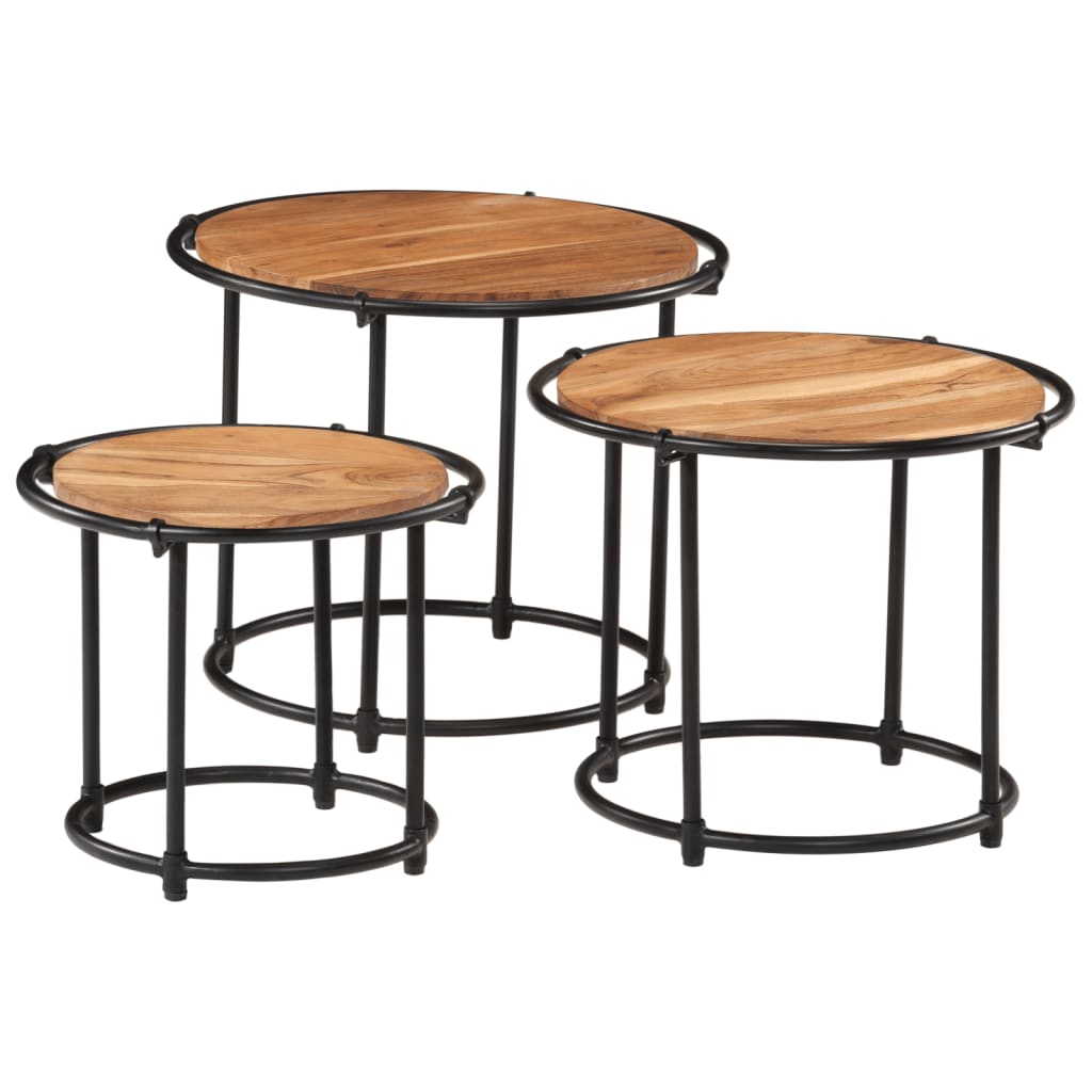 Nesting tables 3 pcs solid acacia wood