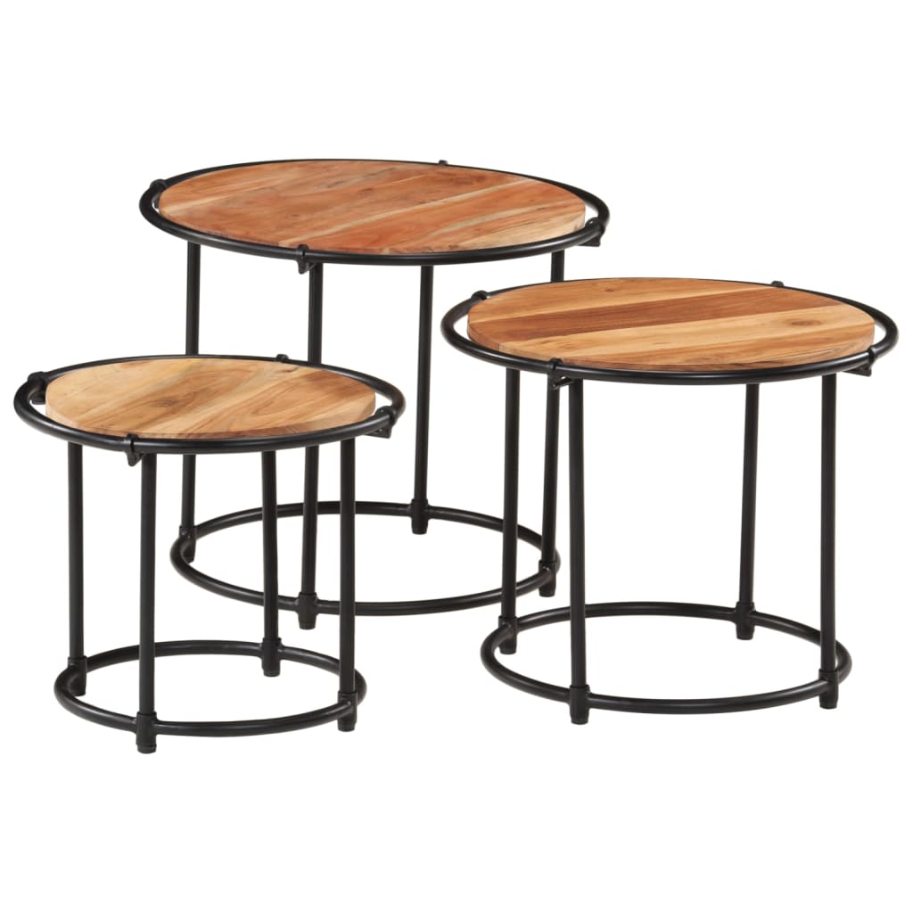 Tables gigognes 3 pcs bois massif d'acacia