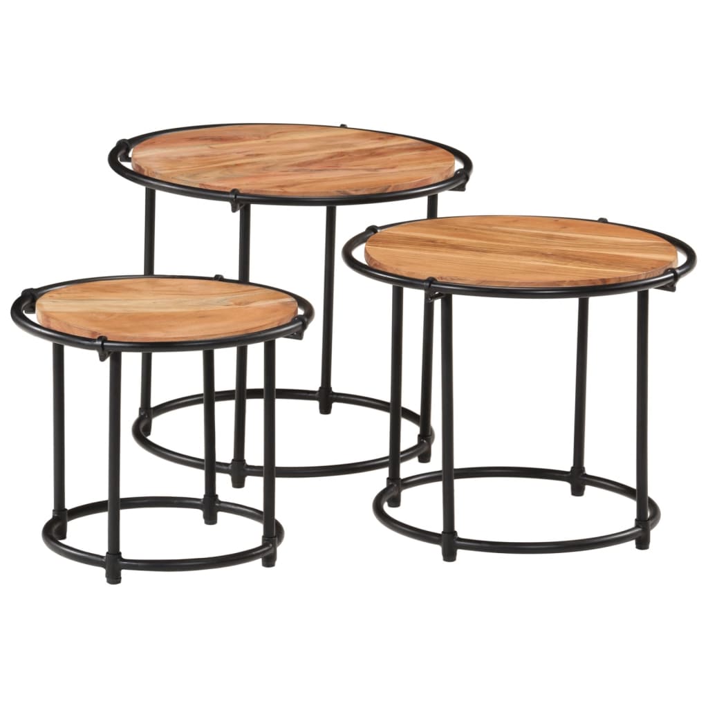 Nesting tables 3 pcs solid acacia wood