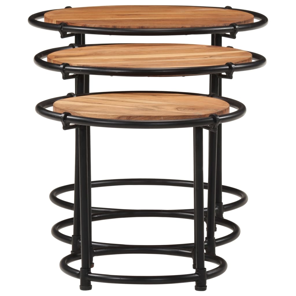 Nesting tables 3 pcs solid acacia wood