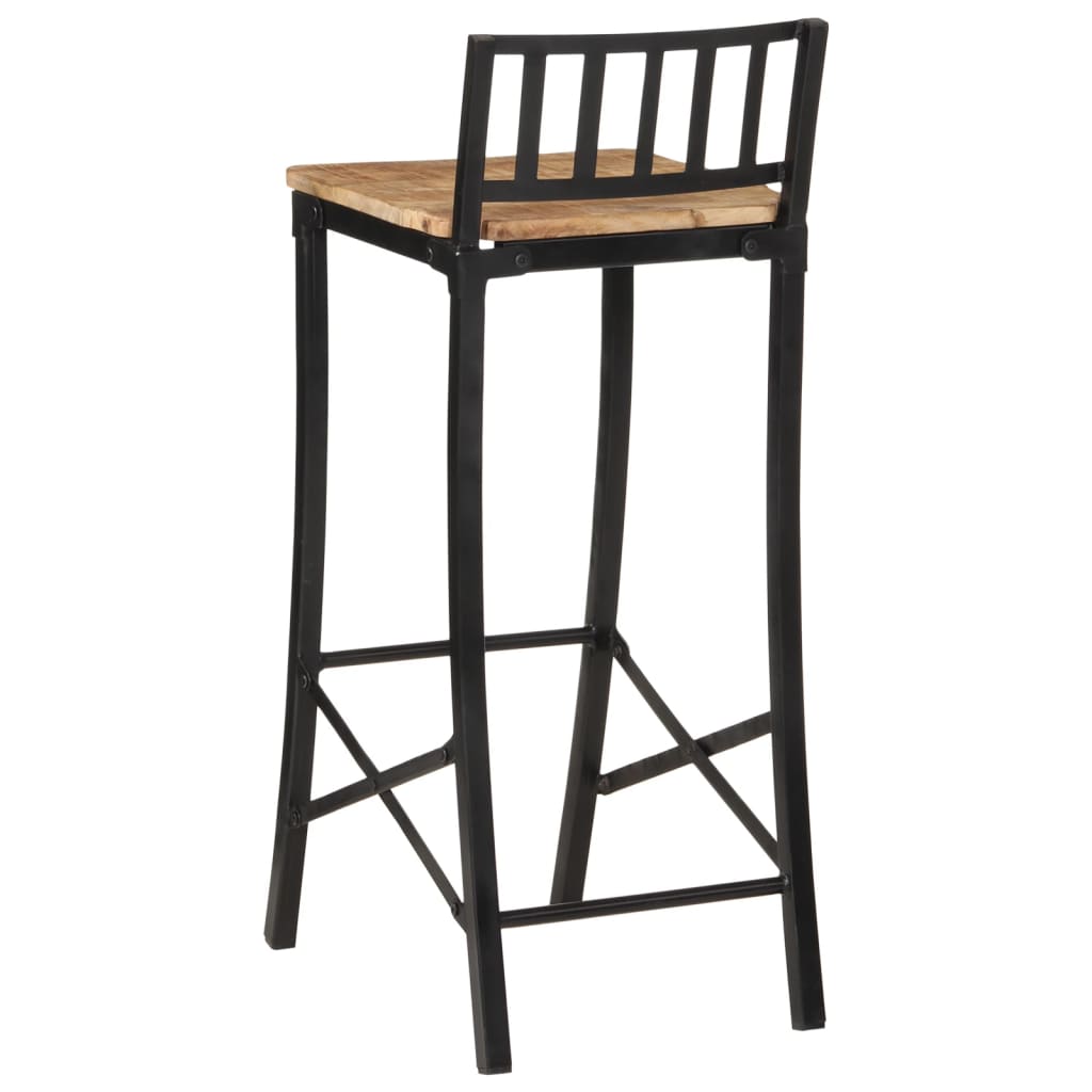 Chaises de bar lot de 2 bois de manguier massif brut