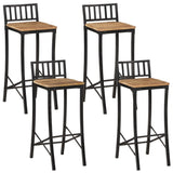 Chaises de bar lot de 4 bois de manguier massif brut