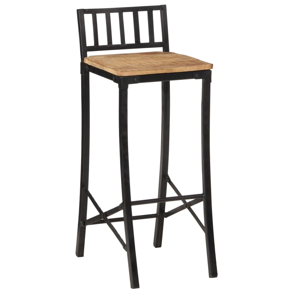 Chaises de bar lot de 4 bois de manguier massif brut