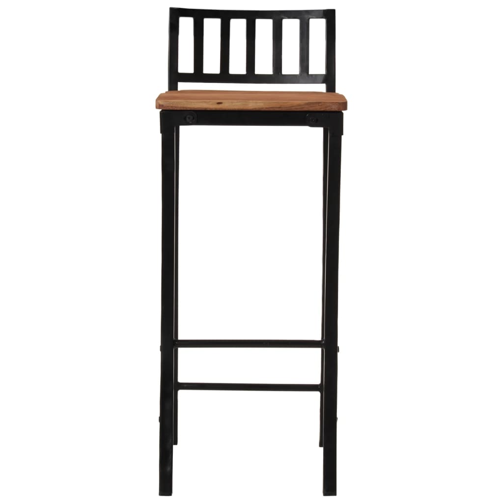 Chaises de bar lot de 2 bois d'acacia massif