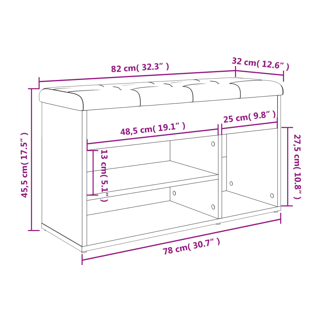 Banc à chaussures blanc 82x32x45,5 cm bois d'ingénierie