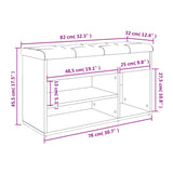 Banc à chaussures chêne sonoma 82x32x45,5 cm bois d'ingénierie