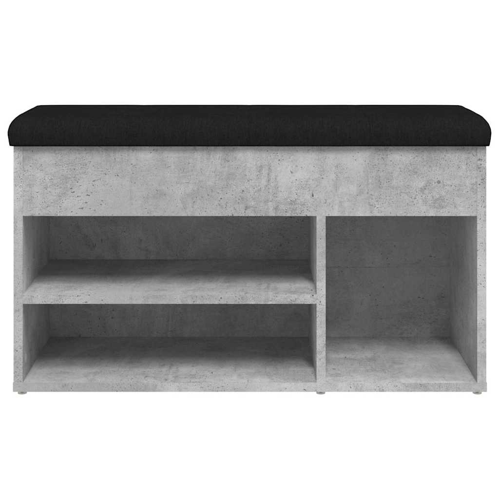 Banc à chaussures gris béton 82x32x45,5 cm bois d'ingénierie