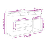 Banc à chaussures chêne fumé 82x32x45,5 cm bois d'ingénierie