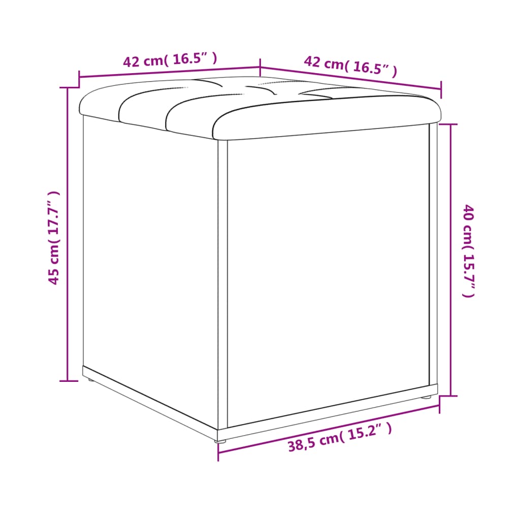 Banc de rangement blanc 42x42x45 cm bois d'ingénierie