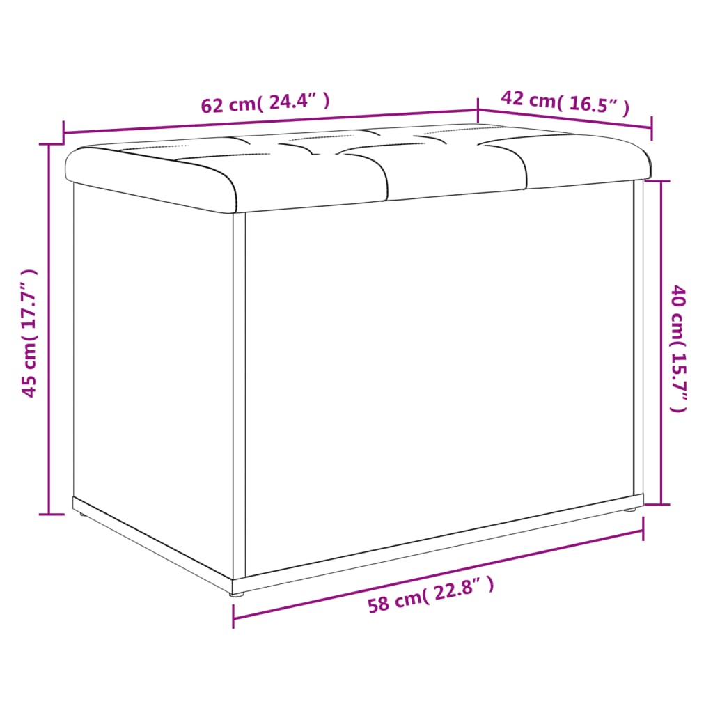 Banc de rangement blanc 62x42x45 cm bois d'ingénierie