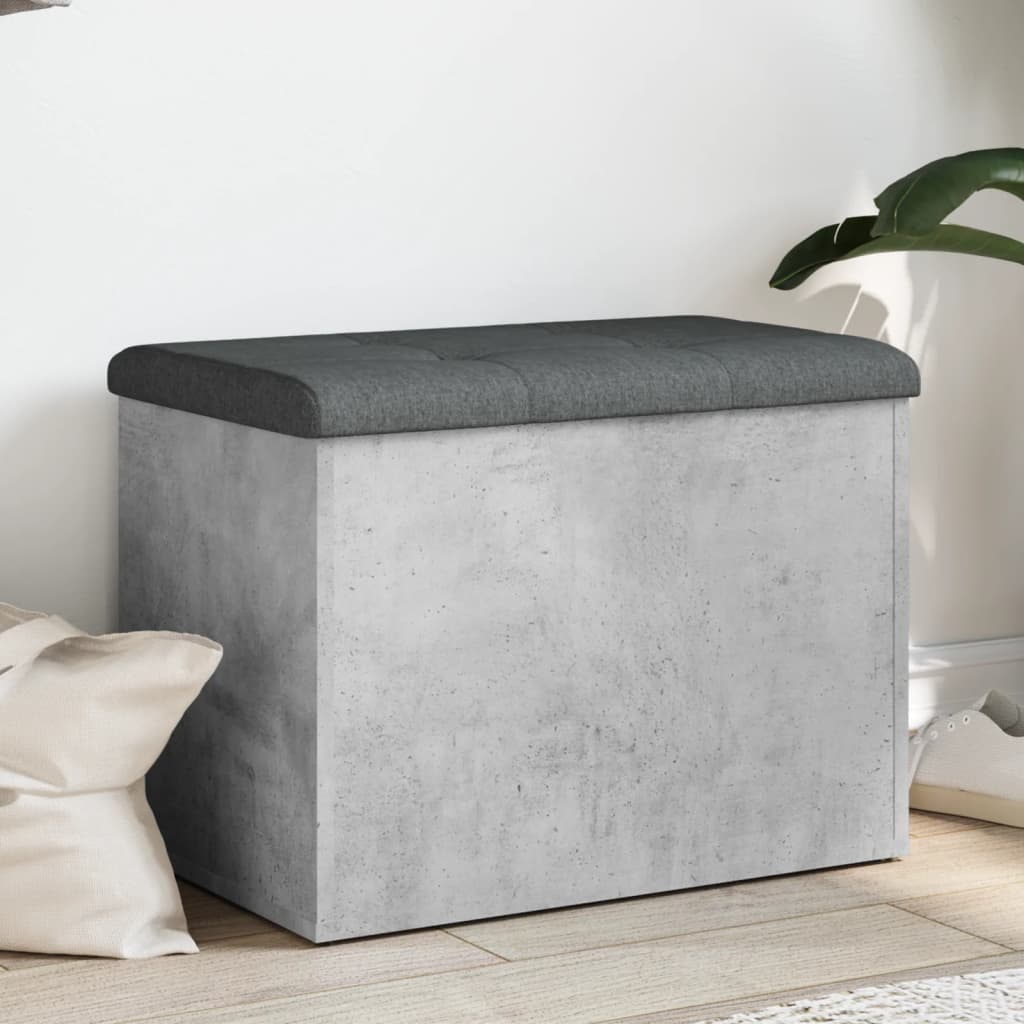 Banc de rangement gris béton 62x42x45 cm bois d'ingénierie