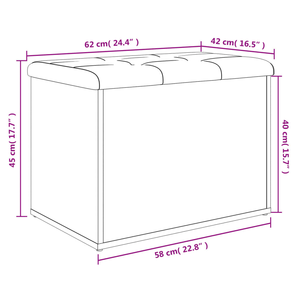 Banc de rangement sonoma gris 62x42x45 cm bois d'ingénierie