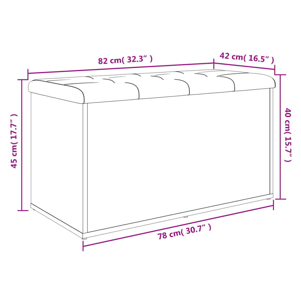 Banc de rangement chêne sonoma 82x42x45 cm bois d'ingénierie