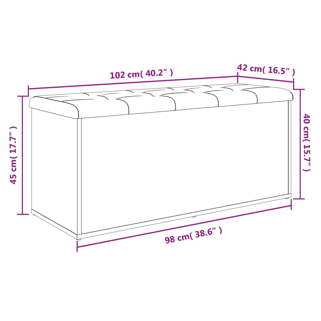 Banc de rangement chêne sonoma 102x42x45 cm bois d'ingénierie