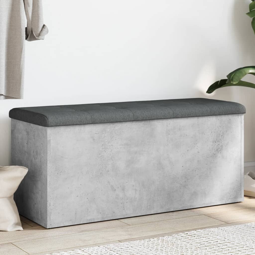 Banc de rangement gris béton 102x42x45 cm bois d'ingénierie