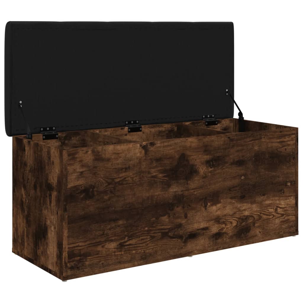 Banc de rangement chêne fumé 102x42x45 cm bois d'ingénierie