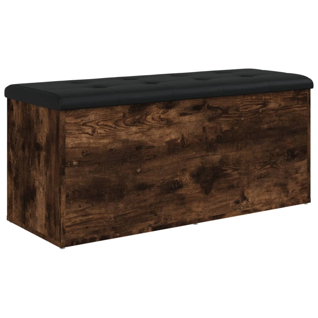 Banc de rangement chêne fumé 102x42x45 cm bois d'ingénierie