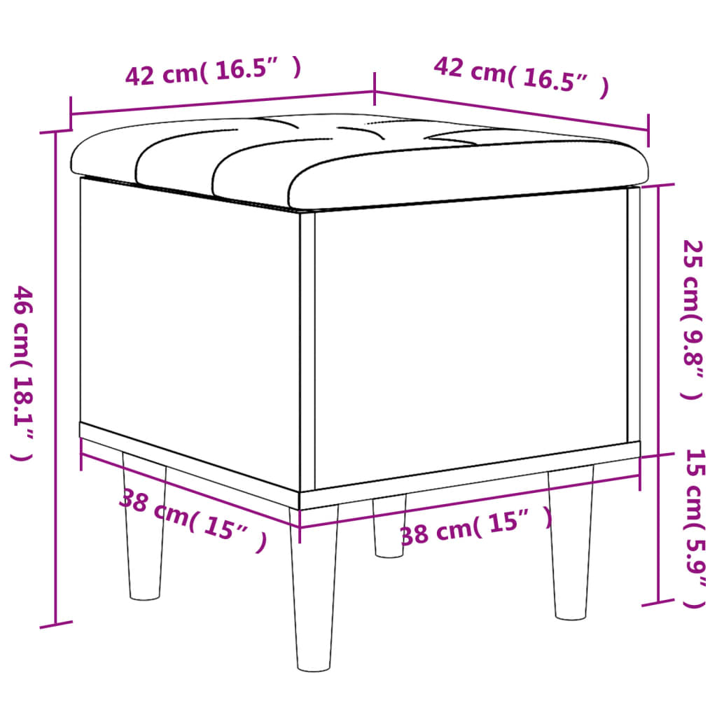 Banc de rangement sonoma gris 42x42x46 cm bois d'ingénierie