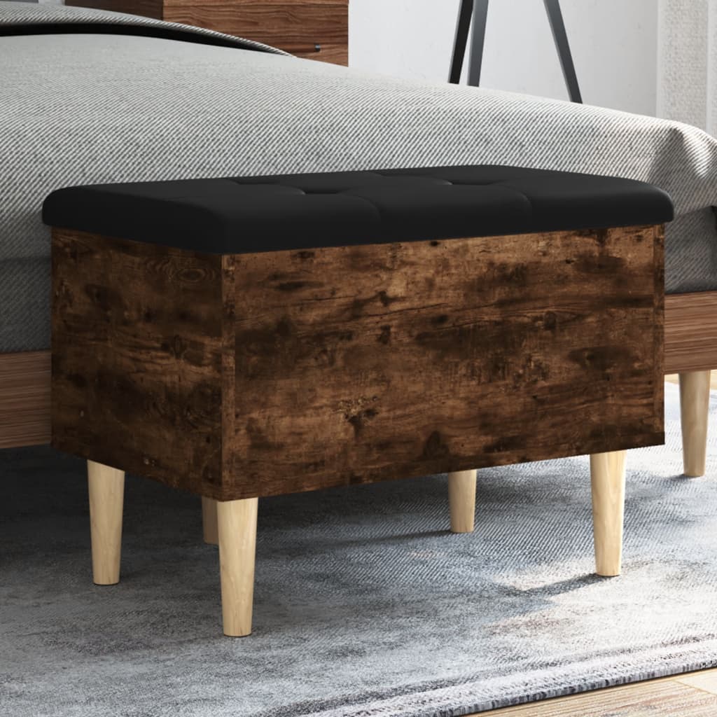 Banc de rangement chêne fumé 62x42x46 cm bois d'ingénierie