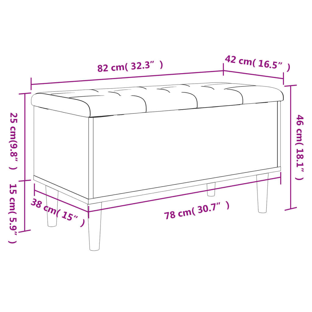 Banc de rangement blanc 82x42x46 cm bois d'ingénierie