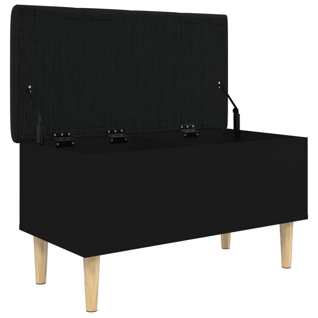 Banc de rangement noir 82x42x46 cm bois d'ingénierie