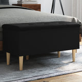 Banc de rangement noir 82x42x46 cm bois d'ingénierie