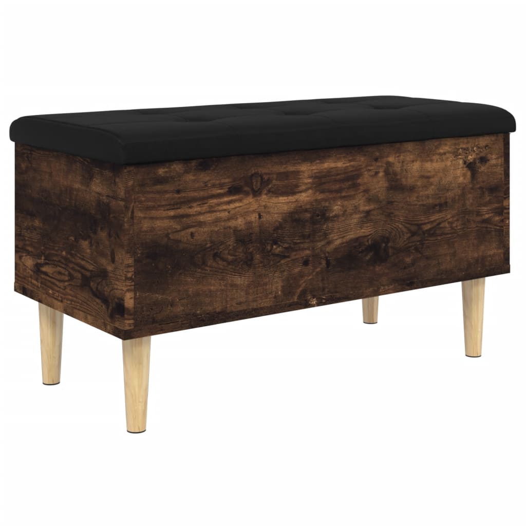 Banc de rangement chêne fumé 82x42x46 cm bois d'ingénierie