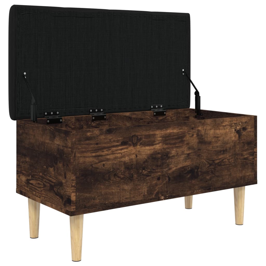 Banc de rangement chêne fumé 82x42x46 cm bois d'ingénierie