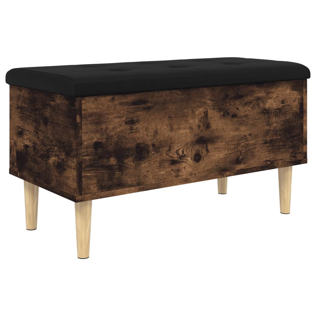 Banc de rangement chêne fumé 82x42x46 cm bois d'ingénierie