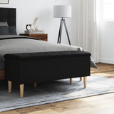 Black storage bench 102x42x46 cm engineered wood