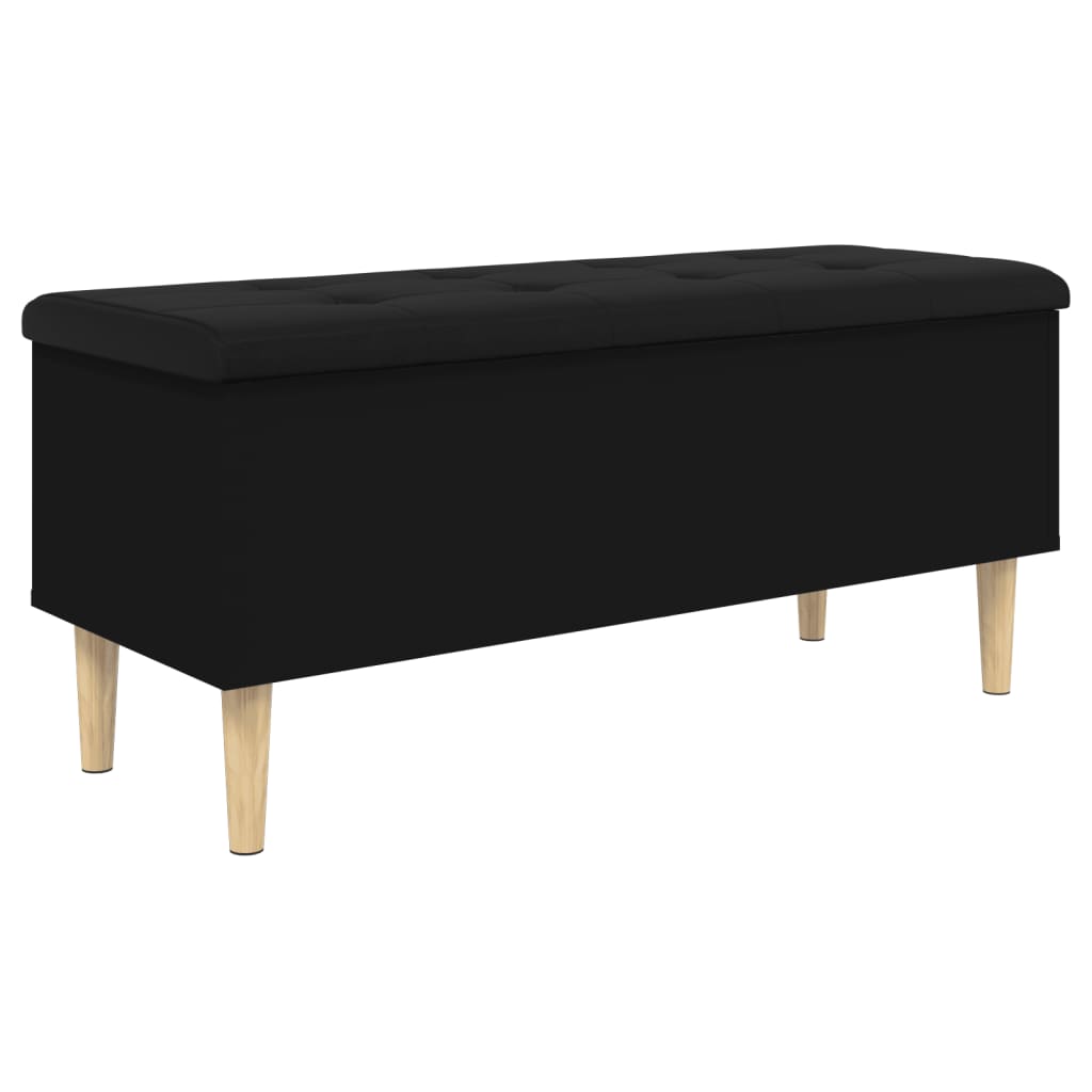 Banc de rangement noir 102x42x46 cm bois d'ingénierie