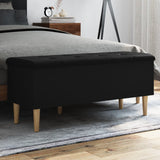 Black storage bench 102x42x46 cm engineered wood